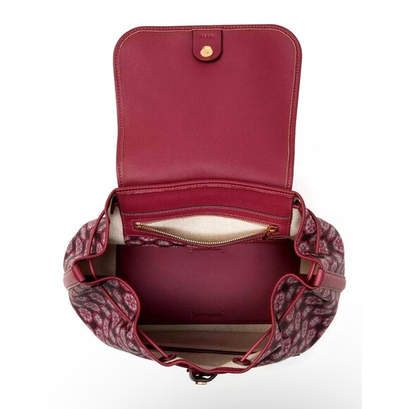 New Kate Spade Flower Monogram Coated Canvas Medium Backpack Garnet Rose Multi - Picture 4 of 5